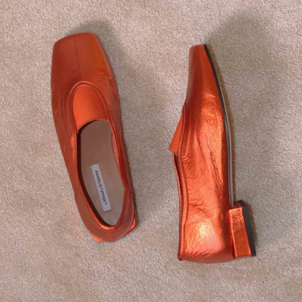About Arianne Ginger square flat leather loafer 40